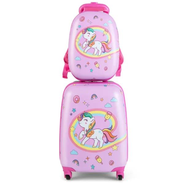 2 stuks handbagage op wielen set rollende hardkoffer en rugzak draagbare en lichtgewicht rollende kofferset kindertrolley kofferset 2
