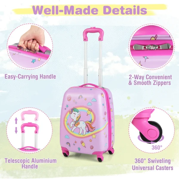 2 stuks handbagage op wielen set rollende hardkoffer en rugzak draagbare en lichtgewicht rollende kofferset kindertrolley kofferset 5
