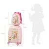 2 stuks kinder dragen op bagageset 32cm & 51cm kinder koffer met 4 spinner wielen reis rollende koffer roze 2