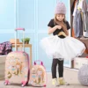2 stuks kinder dragen op bagageset 32cm & 51cm kinder koffer met 4 spinner wielen reis rollende koffer roze 3