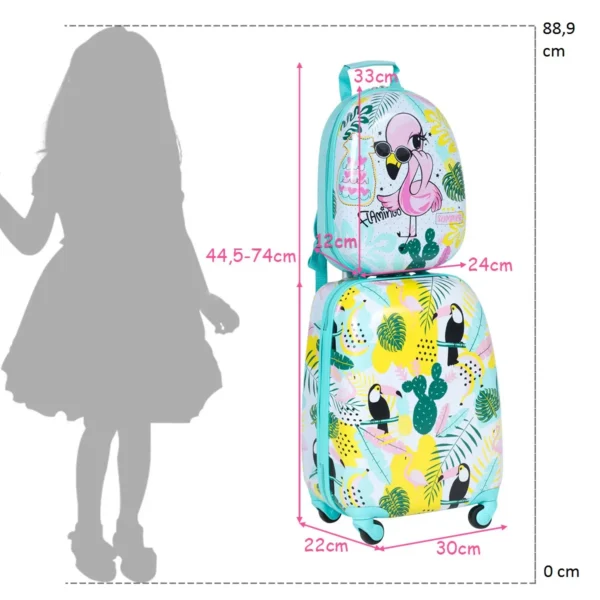 2 stuks kinderbagage handbagage set met rugzak en koffer rollende koffer schattige cartoonpatroon reiskoffers 30 x 22 x 44,5 74 cm 2