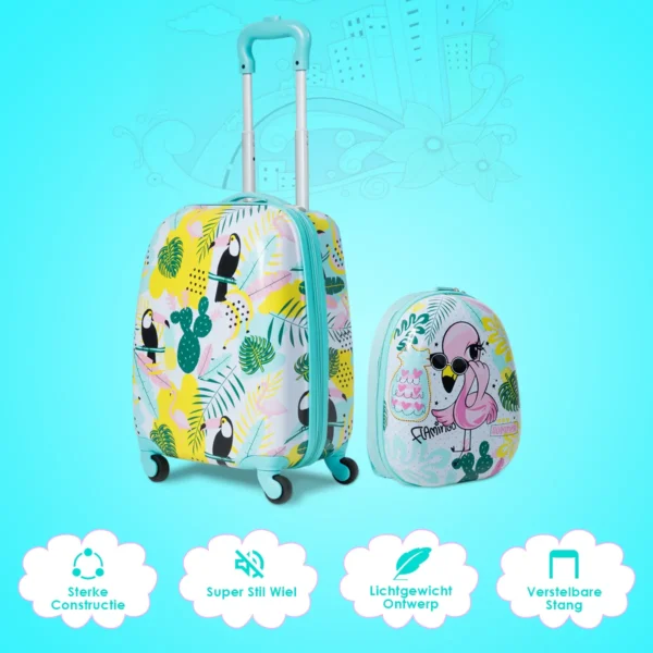 2 stuks kinderbagage handbagage set met rugzak en koffer rollende koffer schattige cartoonpatroon reiskoffers 30 x 22 x 44,5 74 cm 4