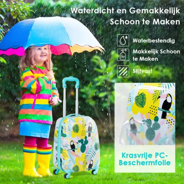 2 stuks kinderbagage handbagage set met rugzak en koffer rollende koffer schattige cartoonpatroon reiskoffers 30 x 22 x 44,5 74 cm 5