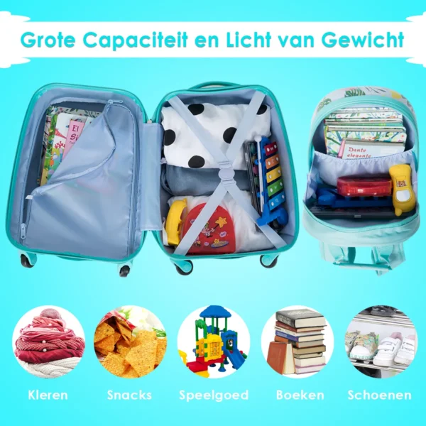 2 stuks kinderbagage handbagage set met rugzak en koffer rollende koffer schattige cartoonpatroon reiskoffers 30 x 22 x 44,5 74 cm 6
