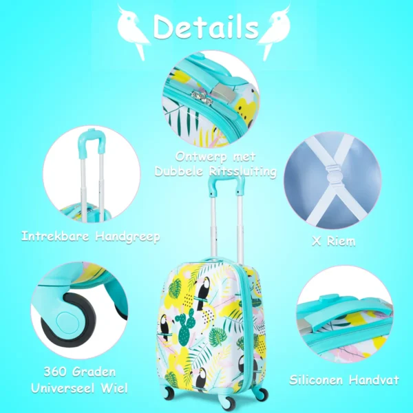 2 stuks kinderbagage handbagage set met rugzak en koffer rollende koffer schattige cartoonpatroon reiskoffers 30 x 22 x 44,5 74 cm 7