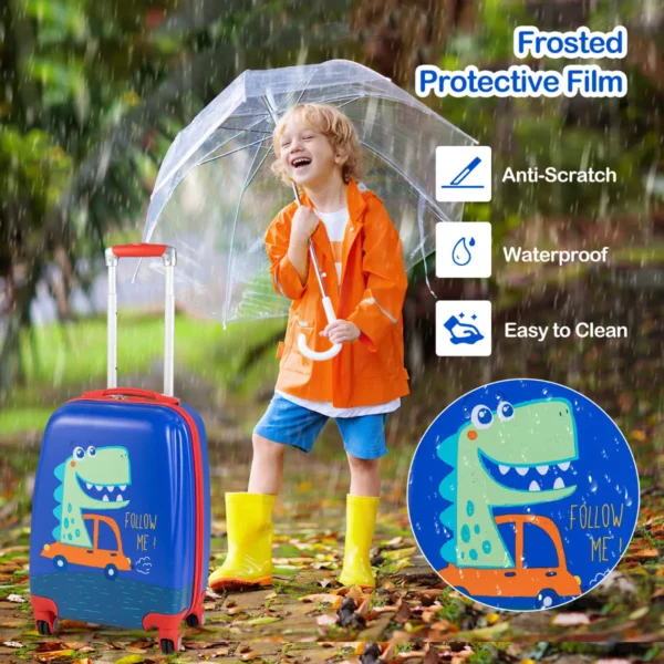 2 stuks kinderkoffer set koffer en rugzak set harde koffers met wielen en intrekbaar handvat blauw 3