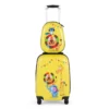 2 stuks kinderkoffer set koffer en rugzak set harde koffers met wielen en intrekbaar handvat geel 1
