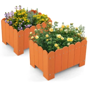 2 stuks plantenbak weerbestendig hdpe tuinbloembak rechthoekig met afvoergaten plantenbak bloembak 45 x 32 x 30 cm (oranje) 1