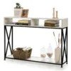 2 tier console tafel sofa tafel met open plank 120 x 23 x 79 cm zwart + wit 1