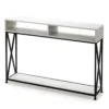 2 tier console tafel sofa tafel met open plank 120 x 23 x 79 cm zwart + wit 3