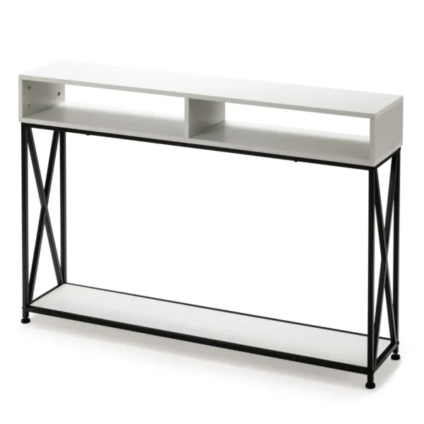 2 tier console tafel sofa tafel met open plank 120 x 23 x 79 cm zwart + wit 3
