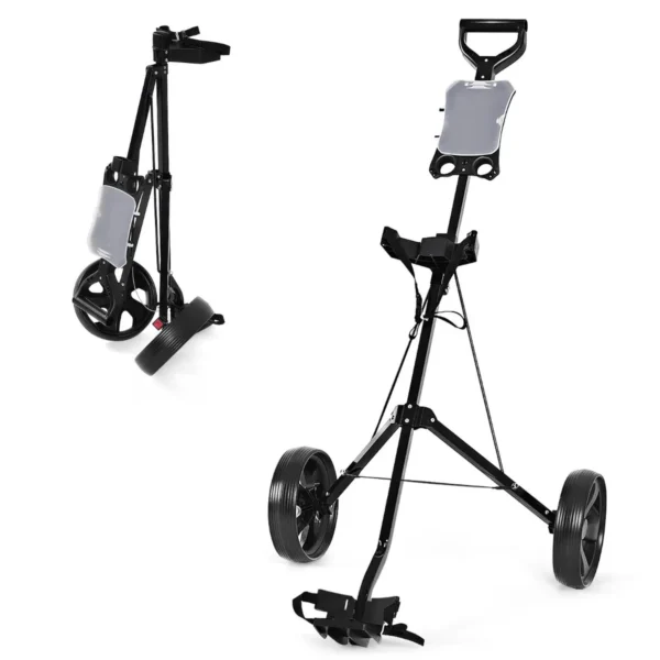 2 wiel golftrolley opvouwbare golftrolley met scorebord golf duwkar golfcaddy zwart 1