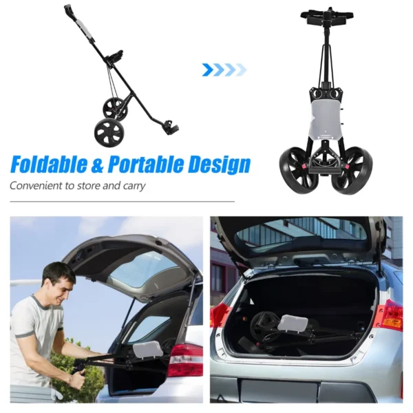 2 wiel golftrolley opvouwbare golftrolley met scorebord golf duwkar golfcaddy zwart 4