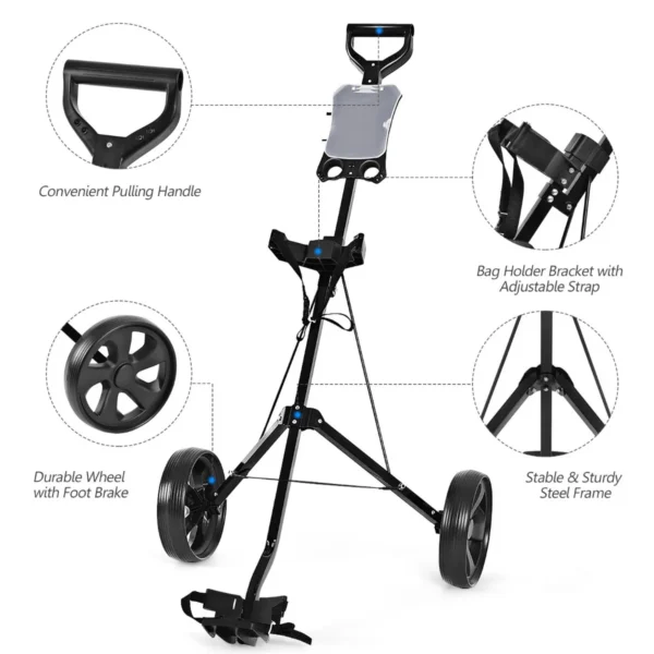 2 wiel golftrolley opvouwbare golftrolley met scorebord golf duwkar golfcaddy zwart 7