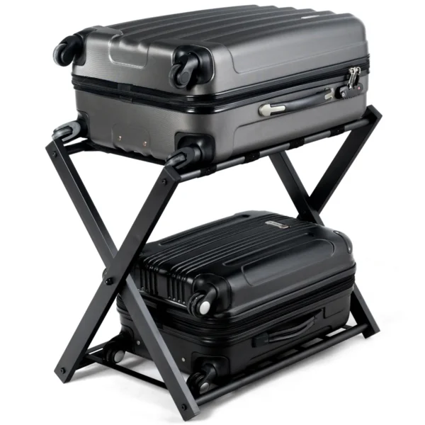 2 x bagagerek standaard dubbel laagse bagagehouder met schoenplank opvouwbare bagagerek houder zwart 7