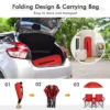 2 zits campingstoel met parasol koeltas bekerhouder en zijzak inklapbare visstoel met draagtas vouwstoel klapstoel voor kamperen (rood) 6
