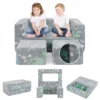 2 zits speelbank voor kinderen glow in the dark modulaire bank 3 in 1 opvouwbare bank machinewasbare molton hoes grijs 1