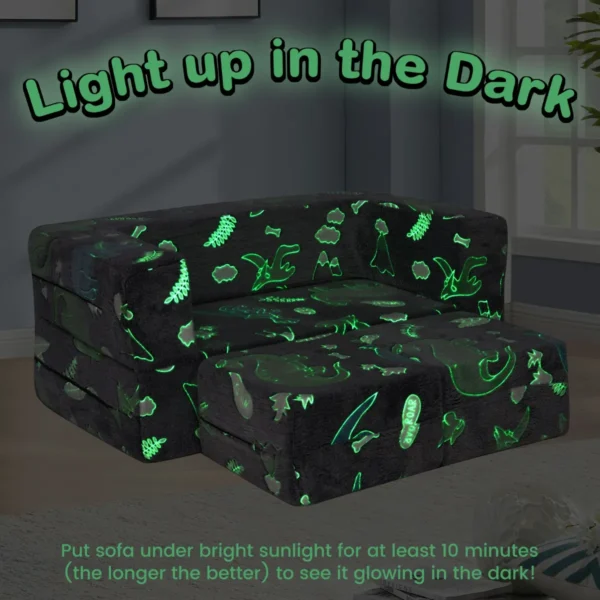 2 zits speelbank voor kinderen glow in the dark modulaire bank 3 in 1 opvouwbare bank machinewasbare molton hoes grijs 4