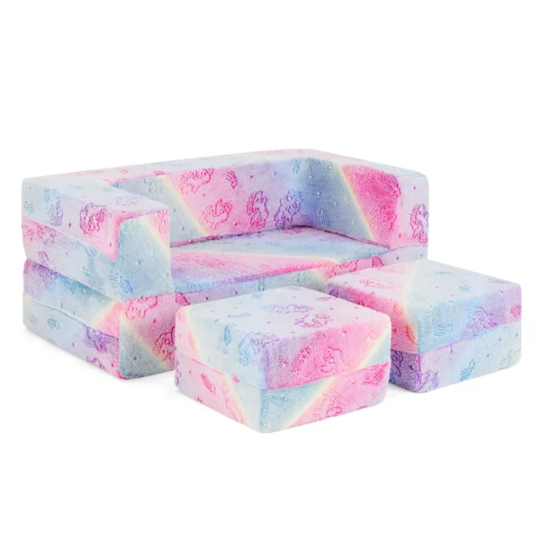 2 zits speelbank voor kinderen glow in the dark modulaire bank 3 in 1 opvouwbare bank machinewasbare molton hoes roze 2