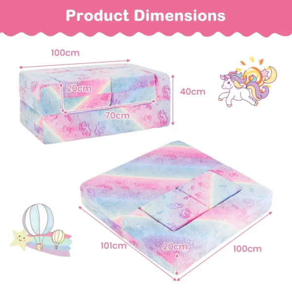 2 zits speelbank voor kinderen glow in the dark modulaire bank 3 in 1 opvouwbare bank machinewasbare molton hoes roze 3