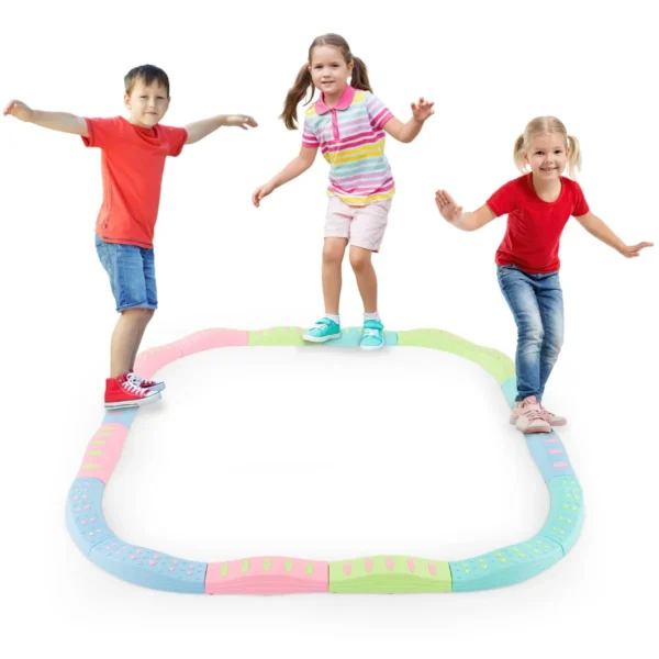 20 stuks stapelbare evenwichtsbalk voor kinderen met antislip glijders kinder balanceerblokken voor binnen buiten groen 1