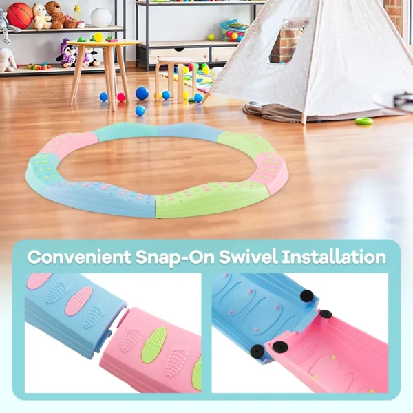 20 stuks stapelbare evenwichtsbalk voor kinderen met antislip glijders kinder balanceerblokken voor binnen buiten groen 5