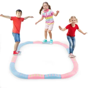 20 stuks stapelbare evenwichtsbalk voor kinderen met antislip glijders kinder balanceerblokken voor binnen buiten roze 1