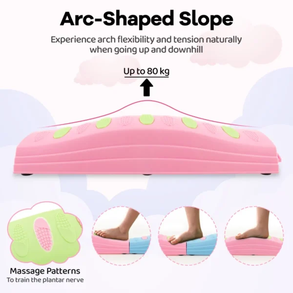 20 stuks stapelbare evenwichtsbalk voor kinderen met antislip glijders kinder balanceerblokken voor binnen buiten roze 4