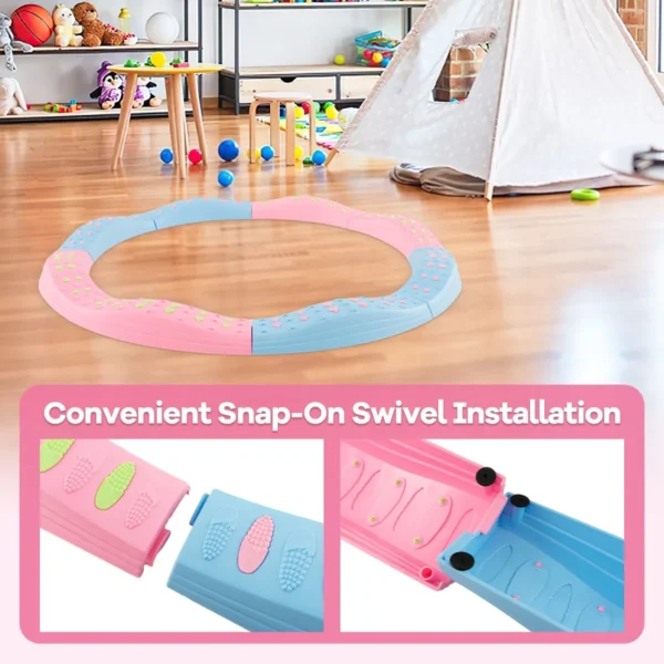 20 stuks stapelbare evenwichtsbalk voor kinderen met antislip glijders kinder balanceerblokken voor binnen buiten roze 6