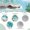 200 cm strandparaplu parasol met kwastjes en kantelknop zandanker 8 stevige stutten en draagtas robuuste vintage paraplu 7