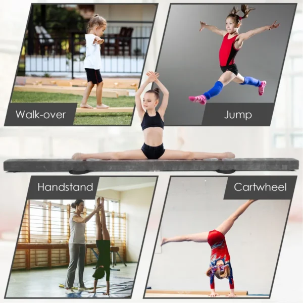 210 cm opvouwbare evenwichtsbalk draagbare vloer balans balk met handvatten extra stevig gymnastiek materiaal grijs 3