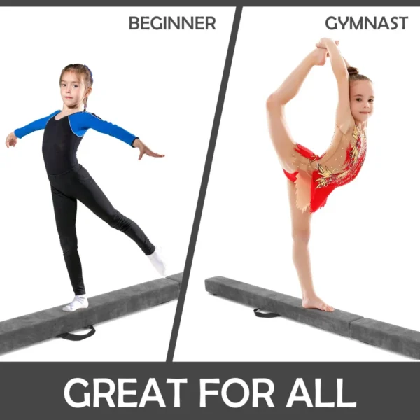 210 cm opvouwbare evenwichtsbalk draagbare vloer balans balk met handvatten extra stevig gymnastiek materiaal grijs 5