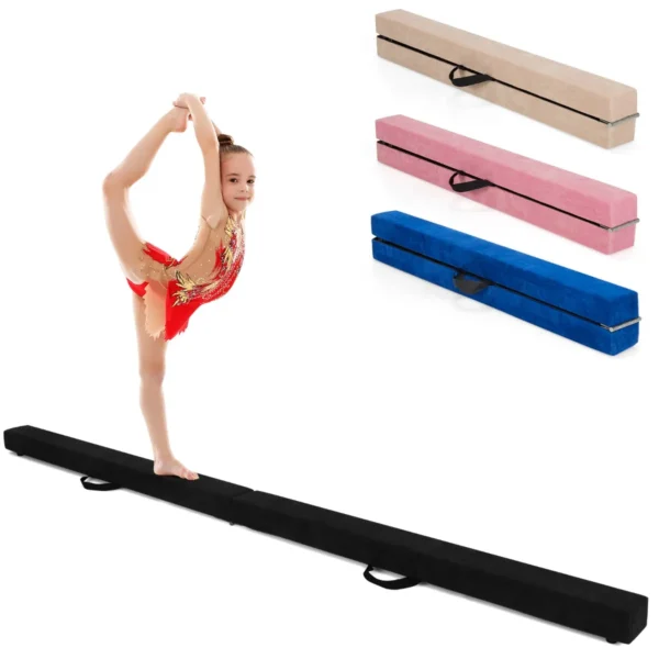210 cm opvouwbare evenwichtsbalk draagbare vloer balans balk met handvatten extra stevig gymnastiek materiaal zwart 1