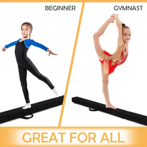 210 cm opvouwbare evenwichtsbalk draagbare vloer balans balk met handvatten extra stevig gymnastiek materiaal zwart 4