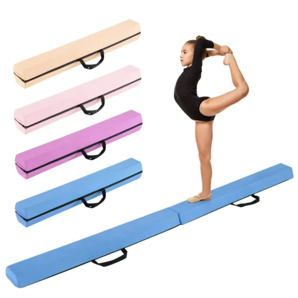 210 cm opvouwbare evenwichtsbalk schuimrubberen gymnastiekbalk met antislip basis voor kinderen draagbaar turntoestel blauw 1