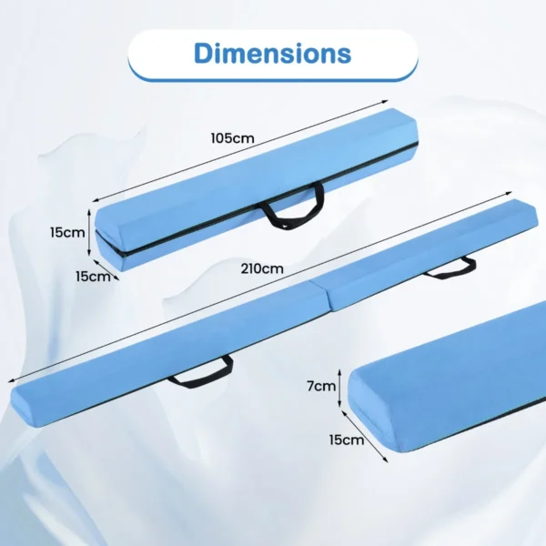 210 cm opvouwbare evenwichtsbalk schuimrubberen gymnastiekbalk met antislip basis voor kinderen draagbaar turntoestel blauw 3