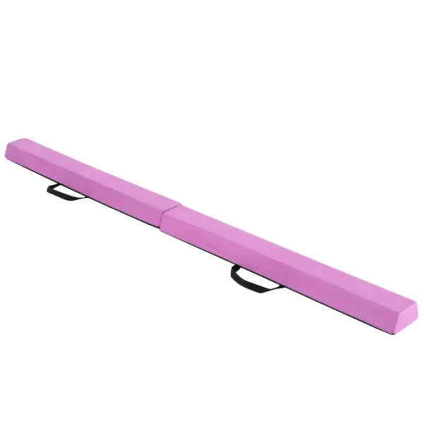 210 cm opvouwbare evenwichtsbalk schuimrubberen gymnastiekbalk met antislip basis voor kinderen draagbaar turntoestel paars 2