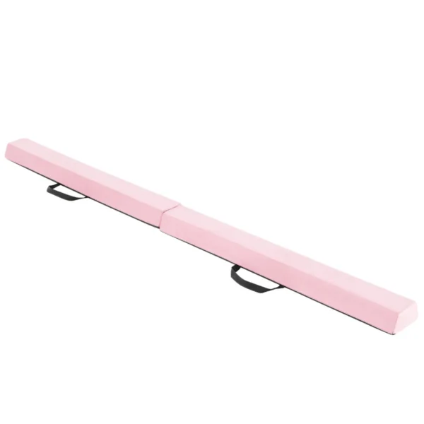 210 cm opvouwbare evenwichtsbalk schuimrubberen gymnastiekbalk met antislip basis voor kinderen draagbaar turntoestel roze 2