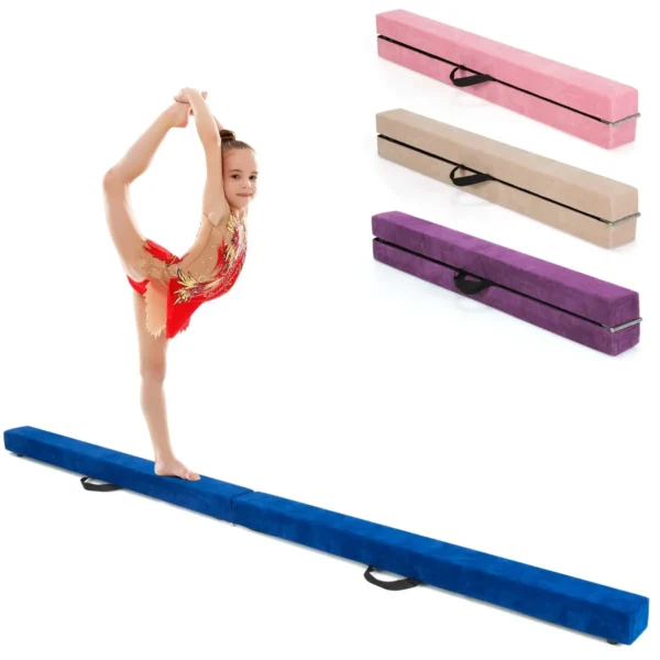 210 cm opvouwbare turnbalk evenwichtsbalk draagbare vloer balans balk met handvatten extra stevig gymnastiek materiaal blauw 1