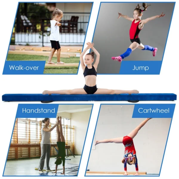 210 cm opvouwbare turnbalk evenwichtsbalk draagbare vloer balans balk met handvatten extra stevig gymnastiek materiaal blauw 3