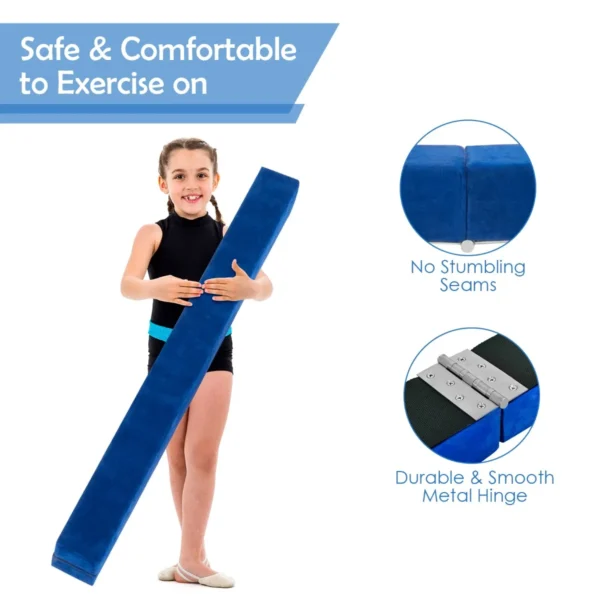 210 cm opvouwbare turnbalk evenwichtsbalk draagbare vloer balans balk met handvatten extra stevig gymnastiek materiaal blauw 5