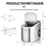 2,2 l draagbare ijsblokjes maker met kogelvormige ijsblokjes klaar in 6 minuten 12 kg/24 uur splitter 24,5 x 35,5 x 32 cm 3