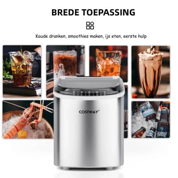 2,2 l draagbare ijsblokjes maker met kogelvormige ijsblokjes klaar in 6 minuten 12 kg/24 uur splitter 24,5 x 35,5 x 32 cm 4