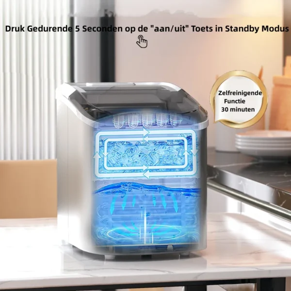 2,2 l draagbare ijsblokjes maker met kogelvormige ijsblokjes klaar in 6 minuten 12 kg/24 uur splitter 24,5 x 35,5 x 32 cm 5