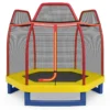 223cm trampoline voor kinderen met veiligheidsnet en springkussen buiten binnen recreatieve trampoline voor kleuters geel 2