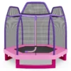 223cm trampoline voor kinderen met veiligheidsnet en springkussen buiten binnen recreatieve trampoline voor kleuters roze 2
