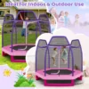 223cm trampoline voor kinderen met veiligheidsnet en springkussen buiten binnen recreatieve trampoline voor kleuters roze 5