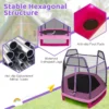 223cm trampoline voor kinderen met veiligheidsnet en springkussen buiten binnen recreatieve trampoline voor kleuters roze 6