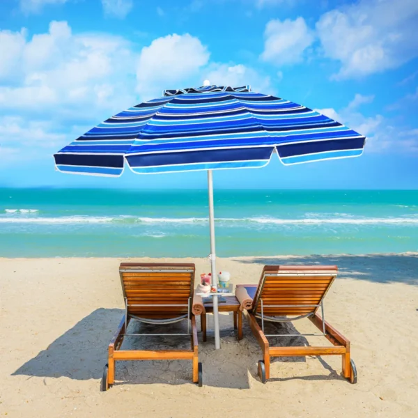 2,2m strandparaplu upf50 + zonbescherming draagbare parasol patioparaplu donkerblauw 4