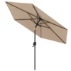 230 cm patioparasol robuuste parasol met drukknop kantelfunctie zwengel geventileerd scherm verstelbare hoek grote tafelparasol bruin 2